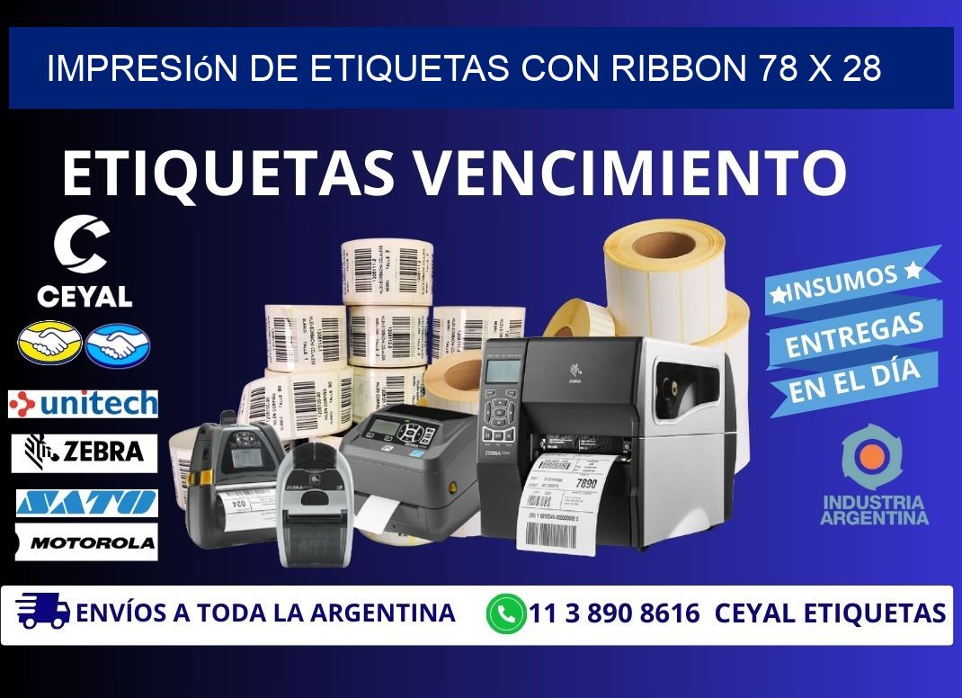 impresión de etiquetas con ribbon 78 x 28