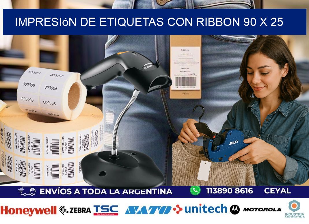 impresión de etiquetas con ribbon 90 x 25