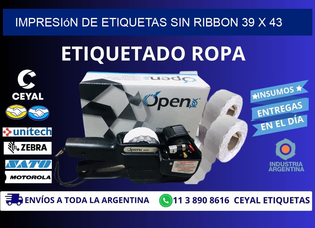 impresión de etiquetas sin ribbon 39 x 43