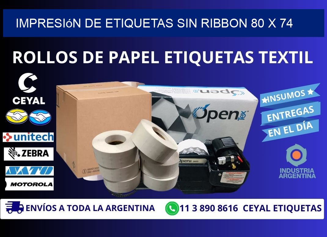 impresión de etiquetas sin ribbon 80 x 74