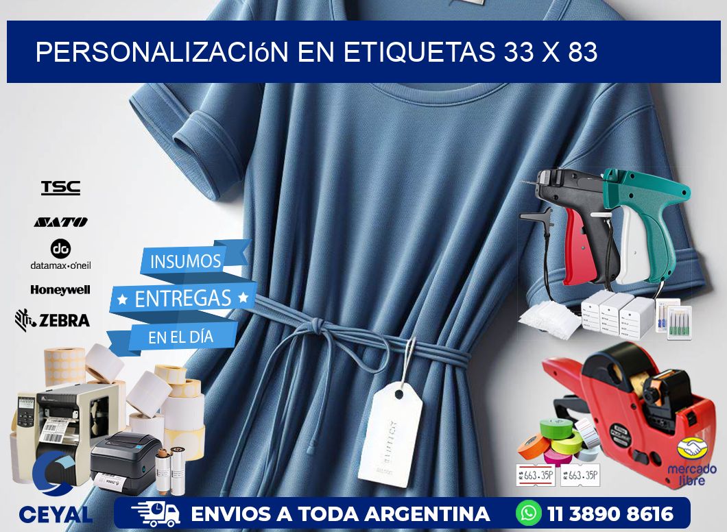 personalización en etiquetas 33 x 83