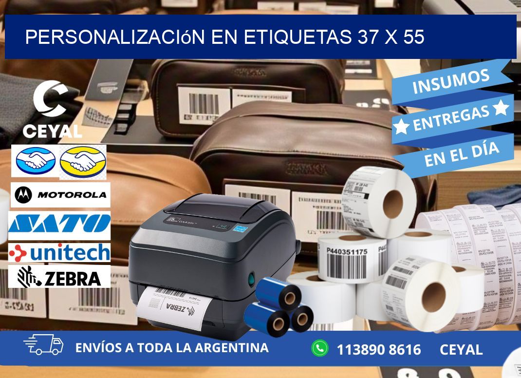 personalización en etiquetas 37 x 55
