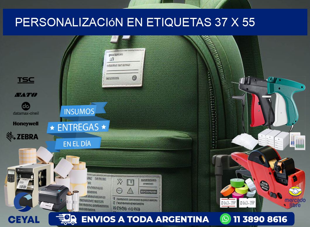 personalización en etiquetas 37 x 55