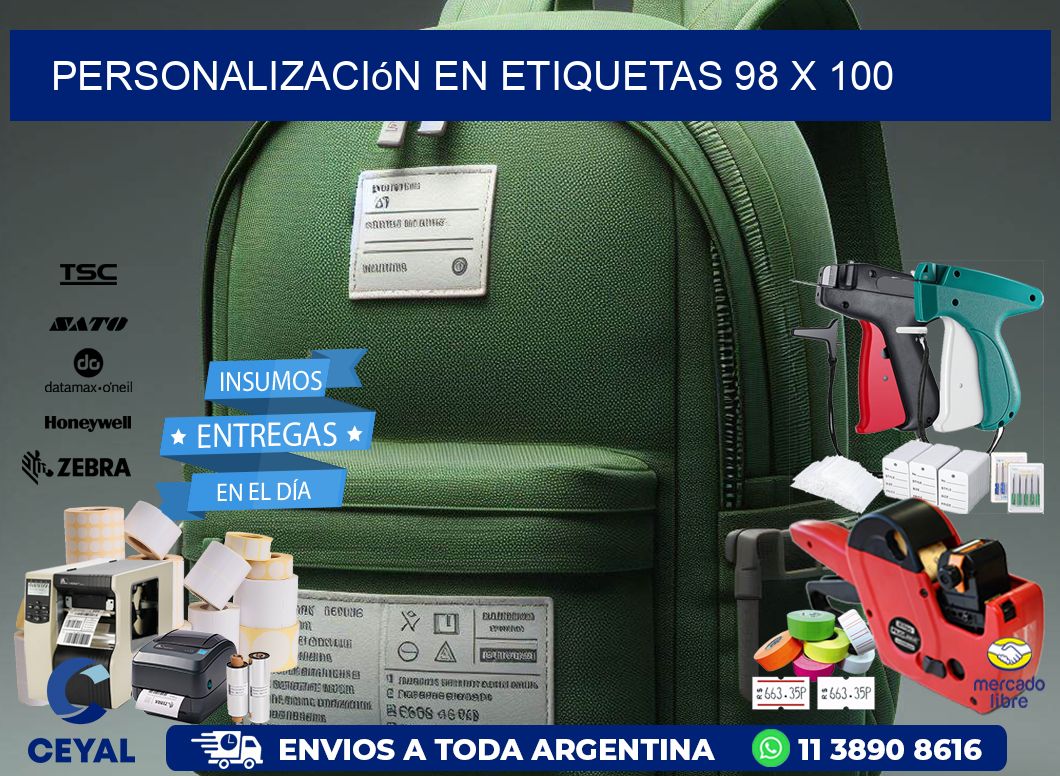 personalización en etiquetas 98 x 100