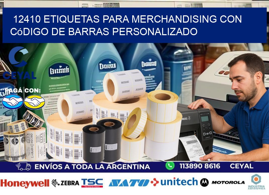 12410 etiquetas para merchandising con código de barras personalizado
