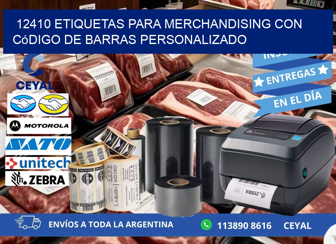 12410 etiquetas para merchandising con código de barras personalizado
