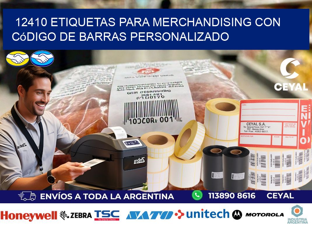 12410 etiquetas para merchandising con código de barras personalizado