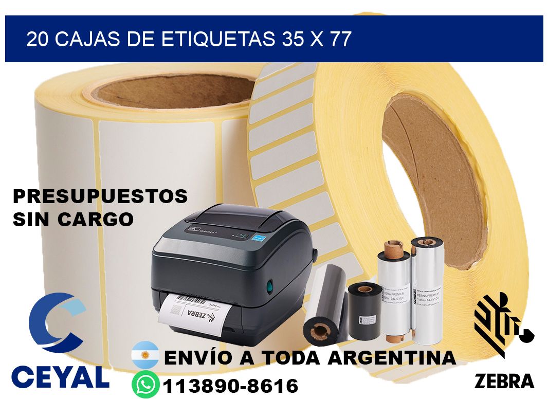 20 cajas de etiquetas 35 x 77