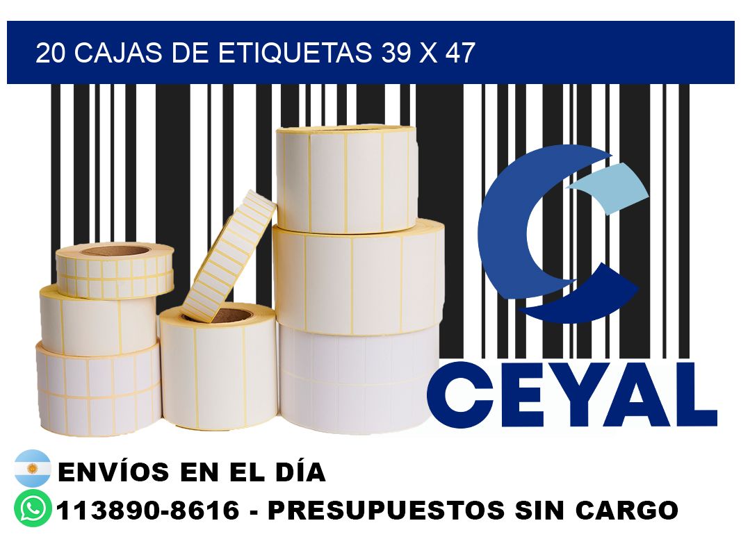 20 cajas de etiquetas 39 x 47