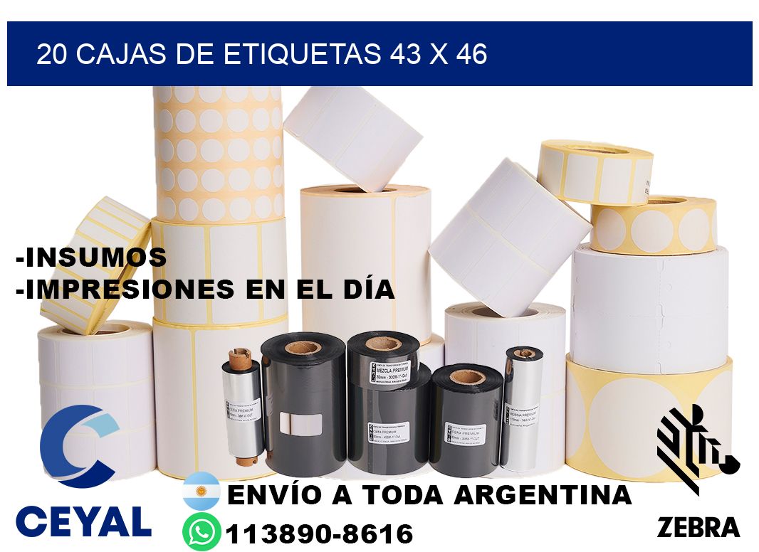 20 cajas de etiquetas 43 x 46