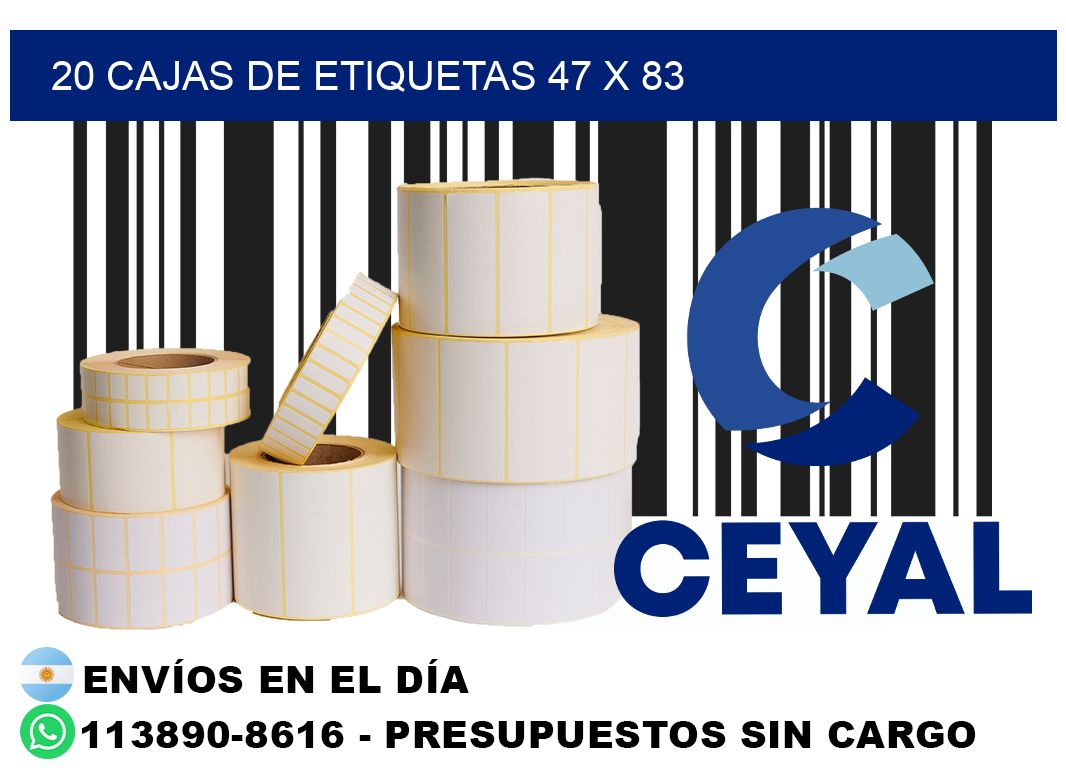 20 cajas de etiquetas 47 x 83
