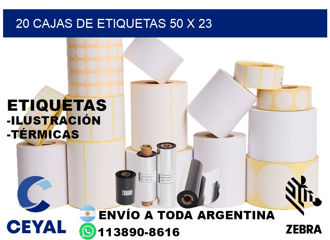 20 cajas de etiquetas 50 x 23