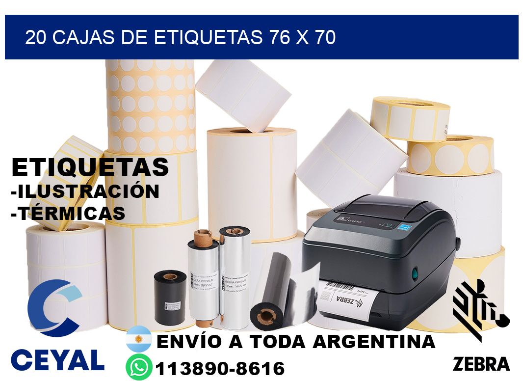 20 cajas de etiquetas 76 x 70