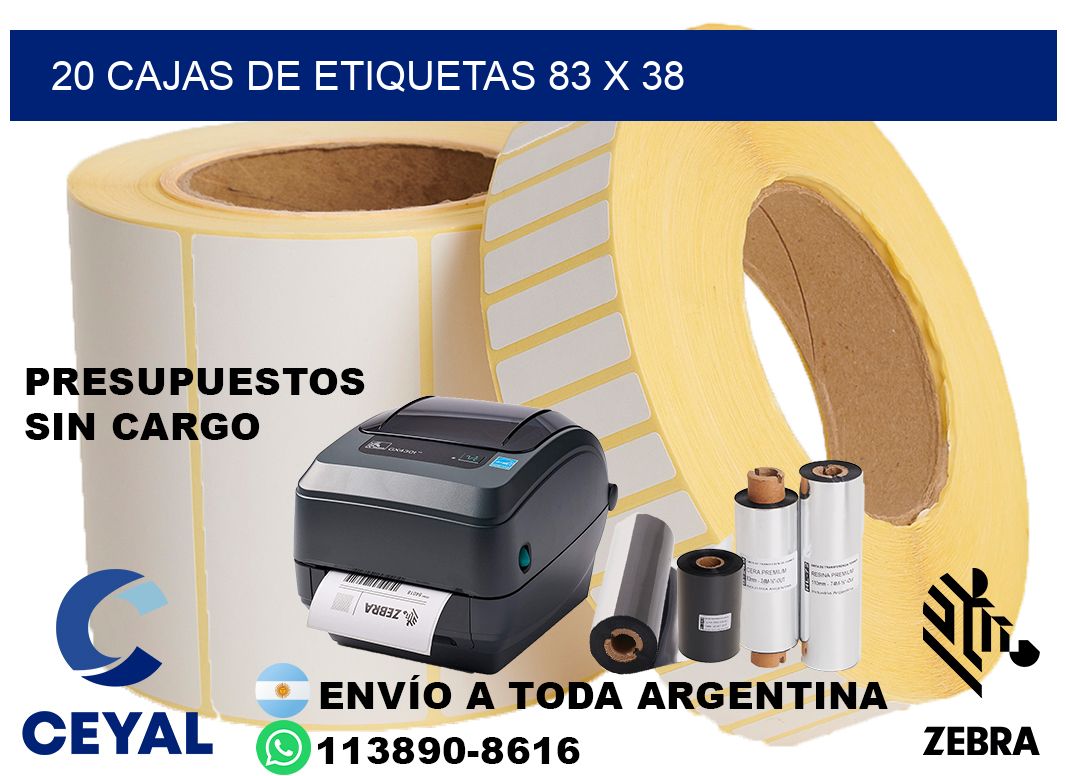 20 cajas de etiquetas 83 x 38