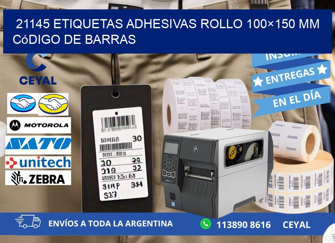 21145 etiquetas adhesivas rollo 100×150 mm código de barras
