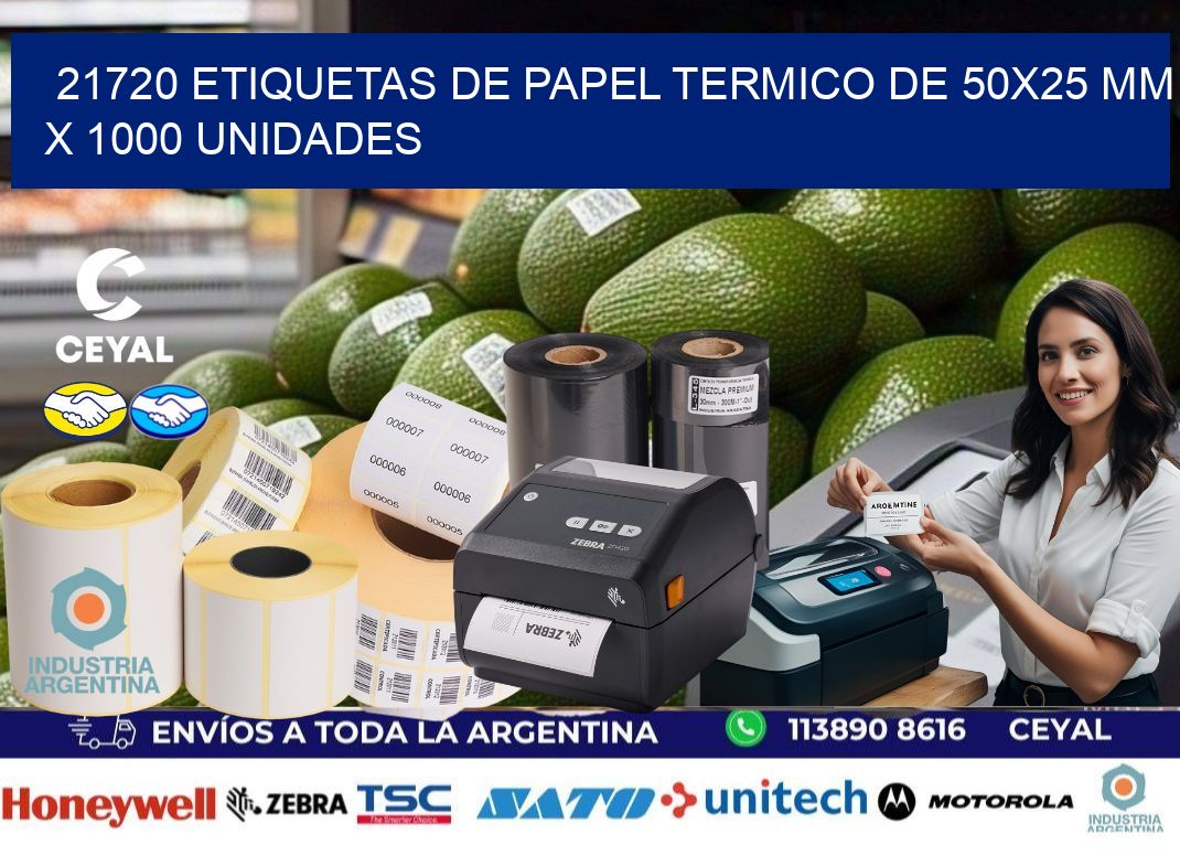 21720 Etiquetas De Papel Termico De 50x25 Mm X 1000 Unidades