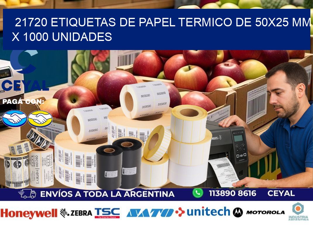 21720 Etiquetas De Papel Termico De 50×25 Mm X 1000 Unidades