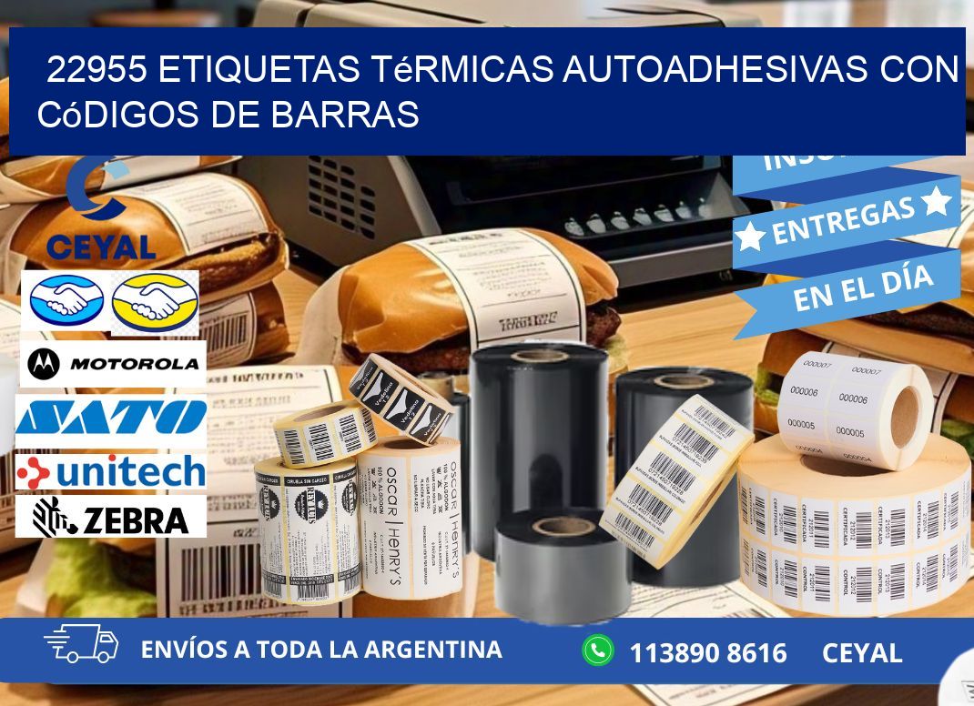 22955 Etiquetas térmicas autoadhesivas con códigos de barras