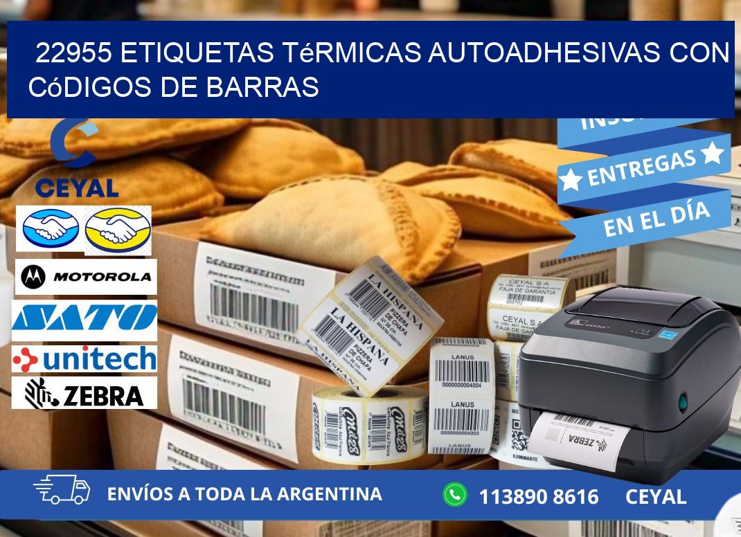22955 Etiquetas térmicas autoadhesivas con códigos de barras