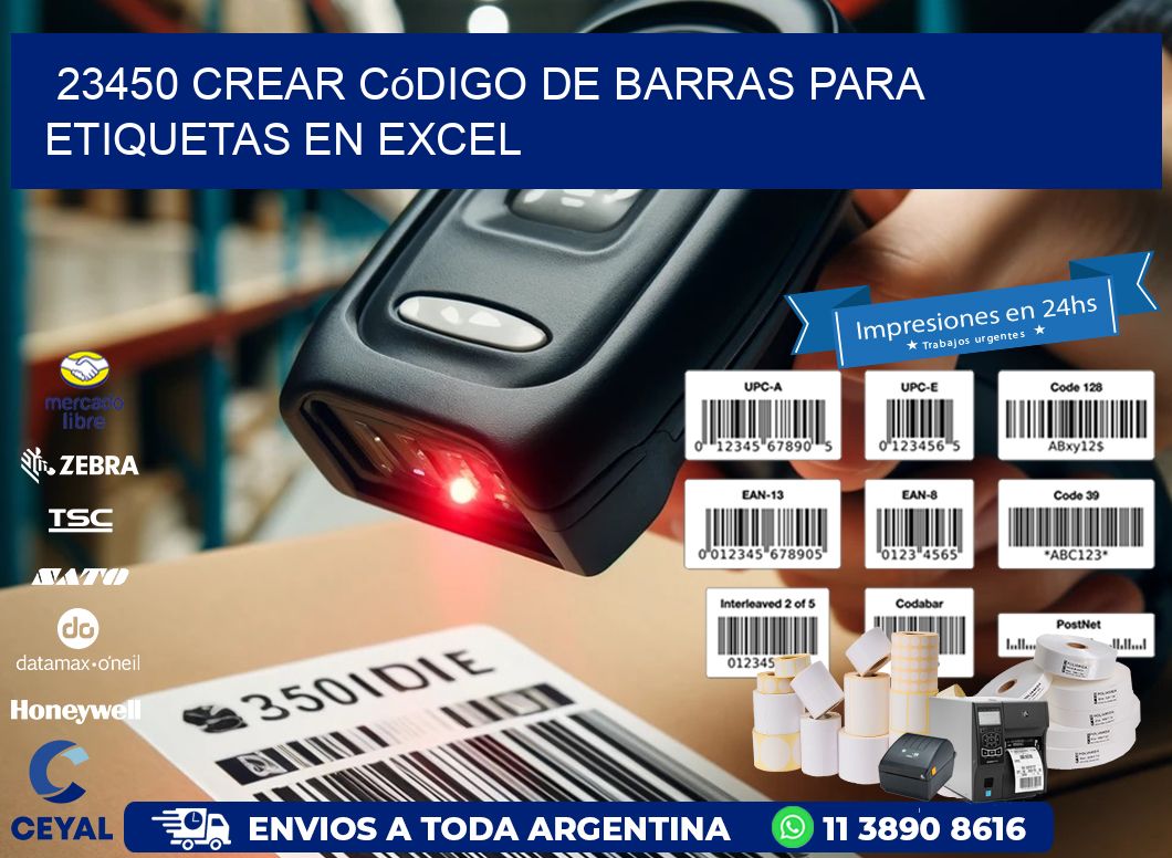 23450 Crear código de barras para etiquetas en Excel