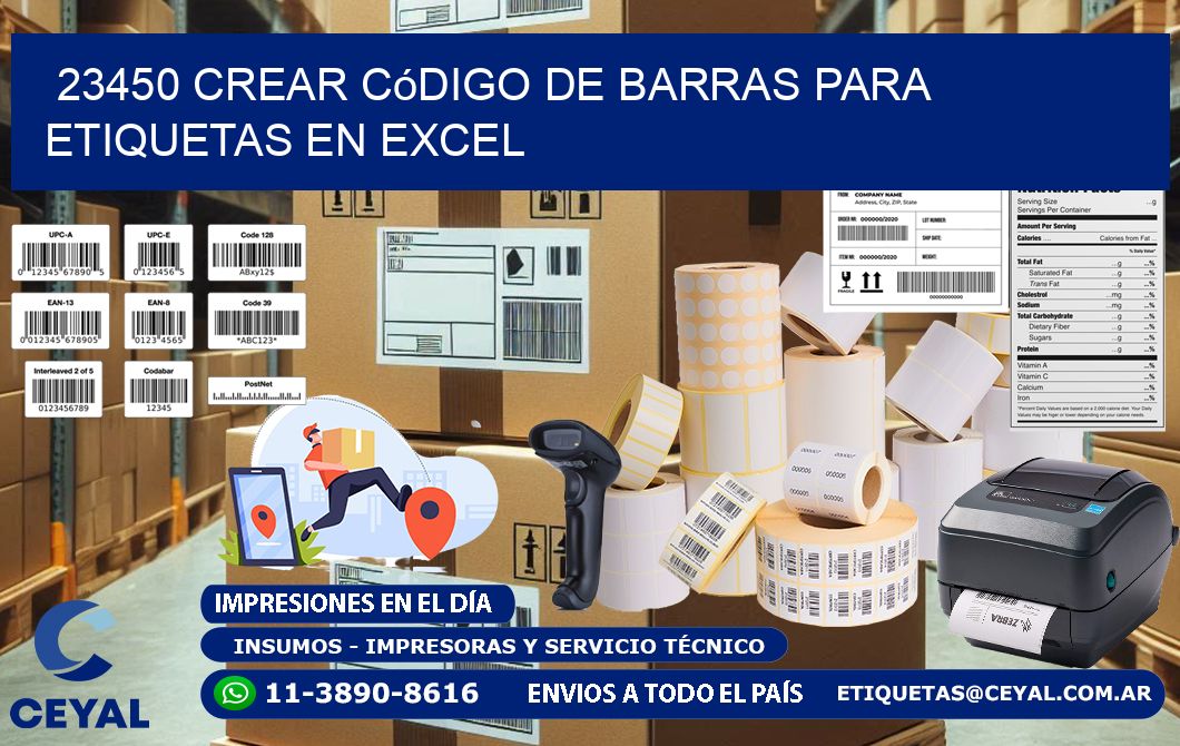 23450 Crear código de barras para etiquetas en Excel