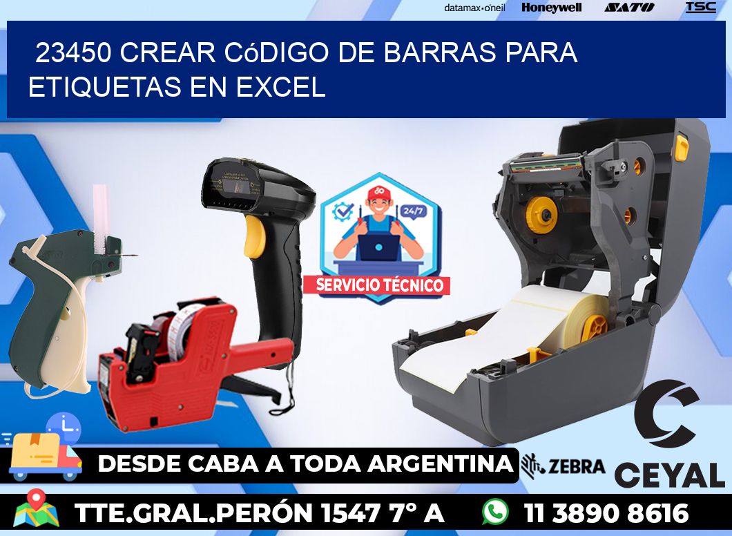 23450 Crear código de barras para etiquetas en Excel