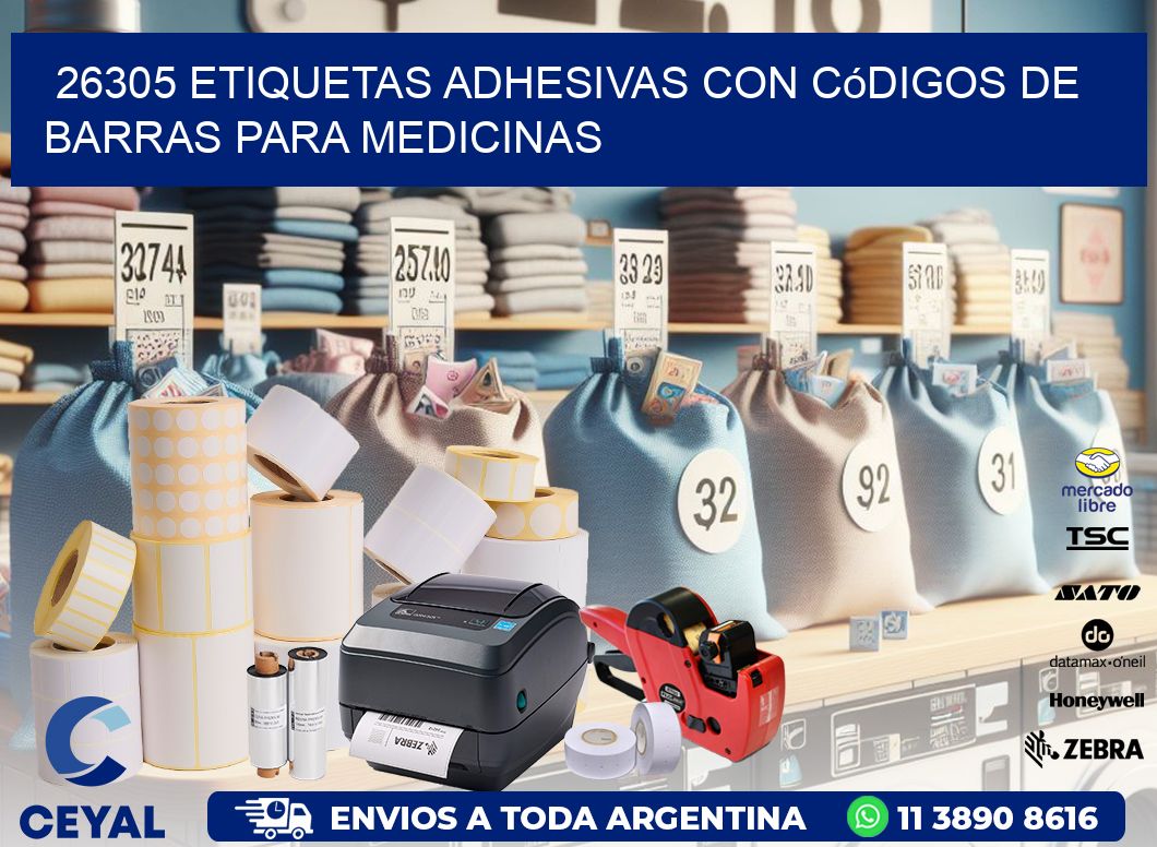 26305 etiquetas adhesivas con códigos de barras para medicinas