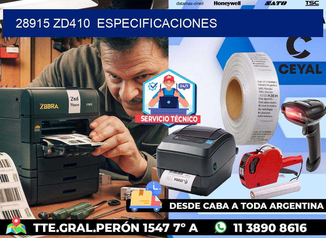 28915 ZD410 especificaciones