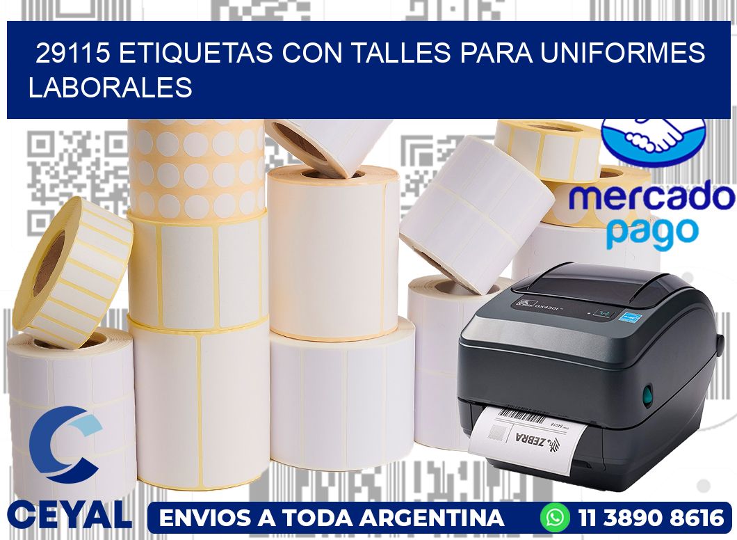 29115 etiquetas con talles para uniformes laborales
