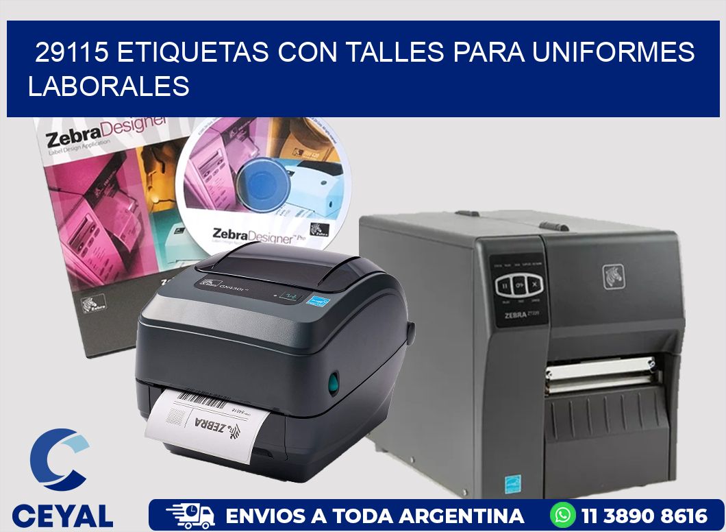 29115 etiquetas con talles para uniformes laborales
