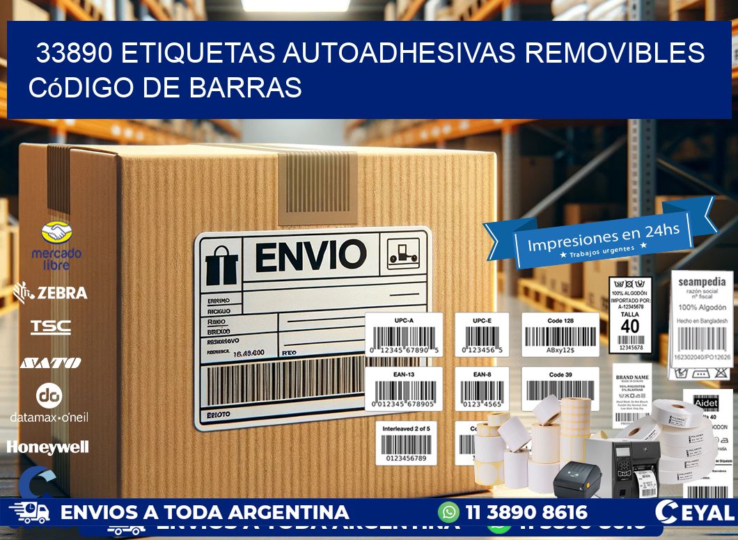 33890 etiquetas autoadhesivas removibles código de barras