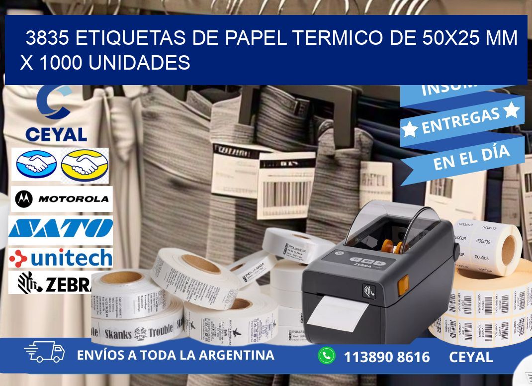 3835 Etiquetas De Papel Termico De 50x25 Mm X 1000 Unidades