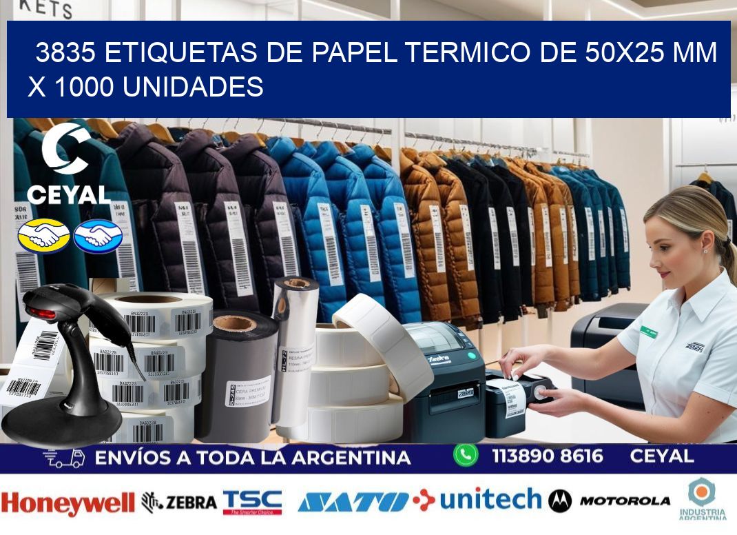 3835 Etiquetas De Papel Termico De 50x25 Mm X 1000 Unidades