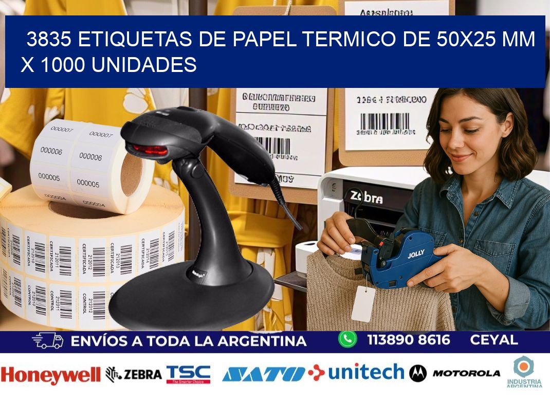 3835 Etiquetas De Papel Termico De 50x25 Mm X 1000 Unidades