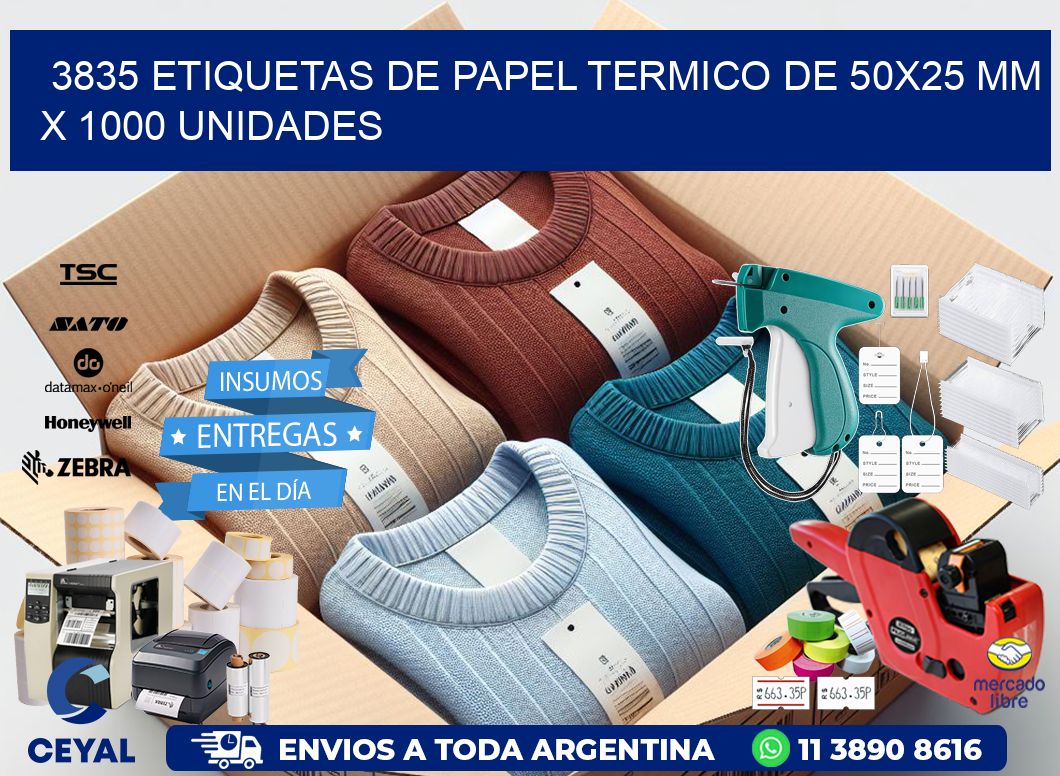 3835 Etiquetas De Papel Termico De 50×25 Mm X 1000 Unidades