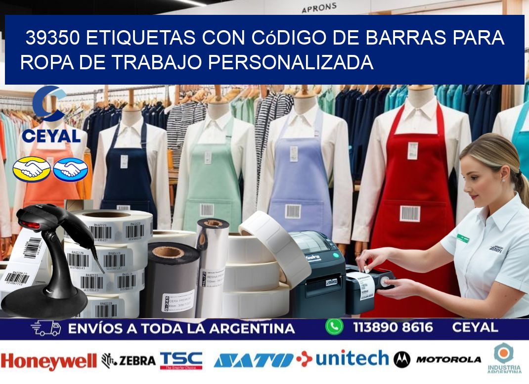 39350 Etiquetas con código de barras para ropa de trabajo personalizada