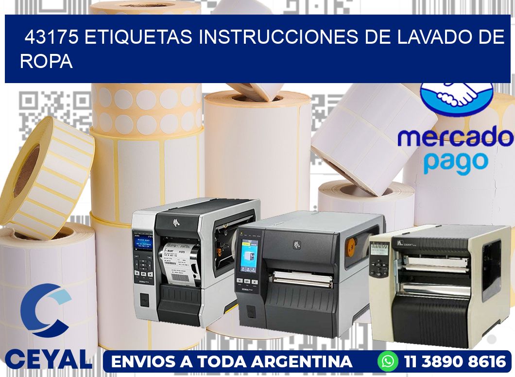 43175 etiquetas instrucciones de lavado de ropa