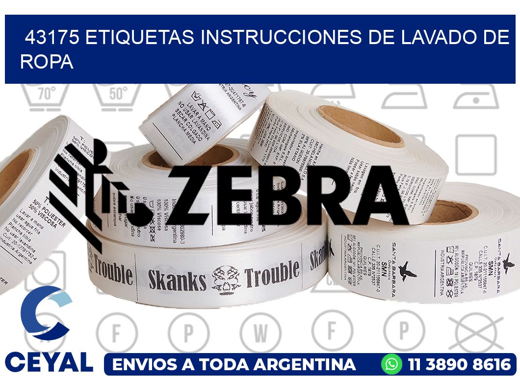43175 etiquetas instrucciones de lavado de ropa