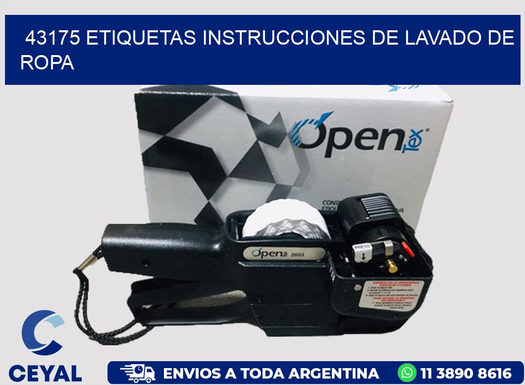 43175 etiquetas instrucciones de lavado de ropa