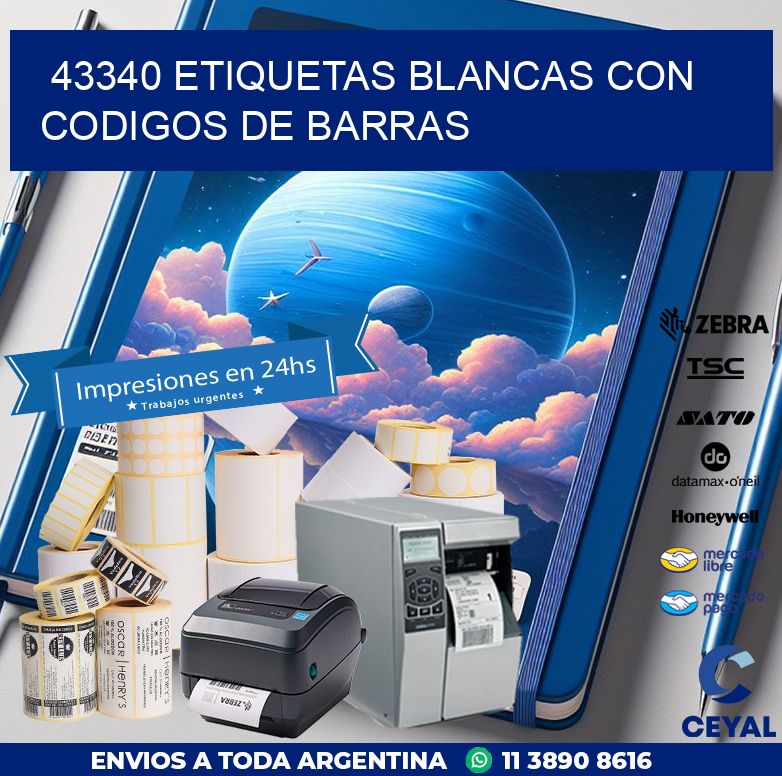 43340 etiquetas blancas con codigos de barras
