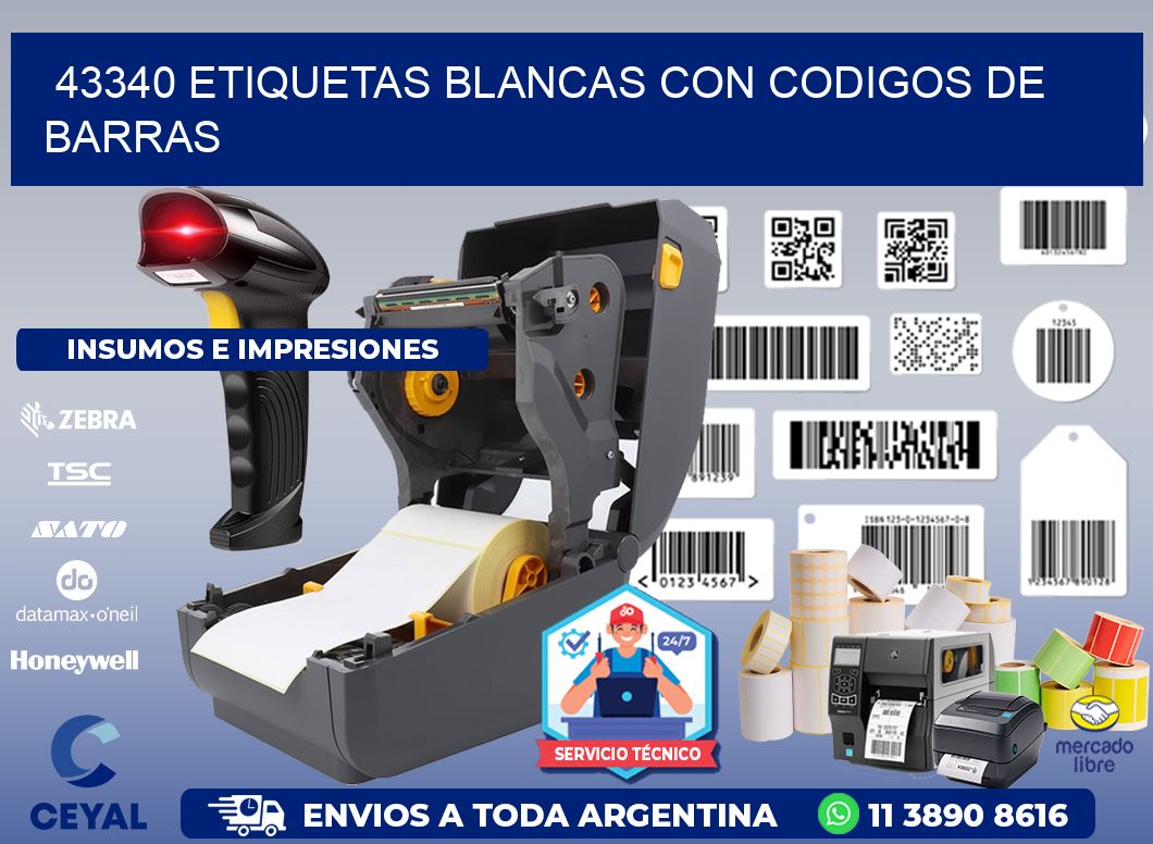 43340 etiquetas blancas con codigos de barras