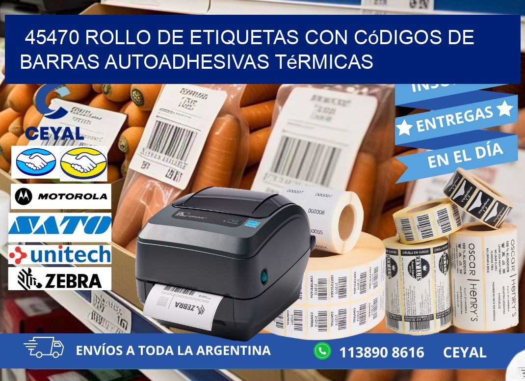 45470 Rollo de etiquetas con códigos de barras autoadhesivas térmicas