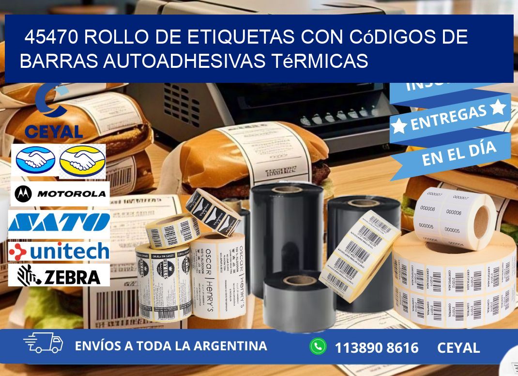 45470 Rollo de etiquetas con códigos de barras autoadhesivas térmicas