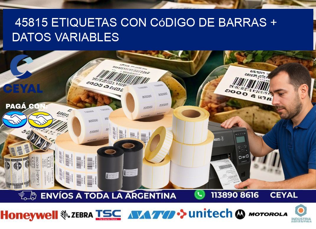 45815 etiquetas con código de barras + datos variables