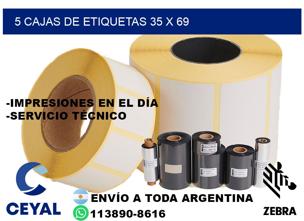5 cajas de etiquetas 35 x 69