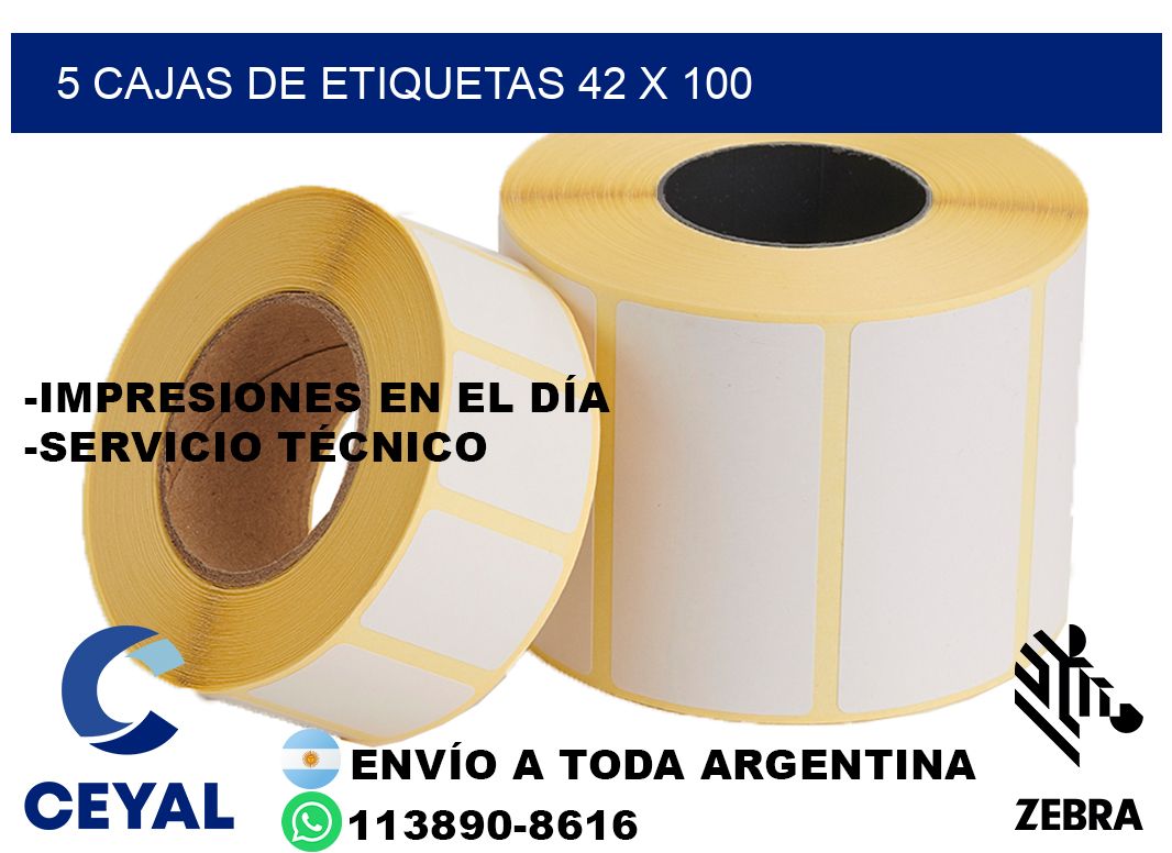 5 cajas de etiquetas 42 x 100