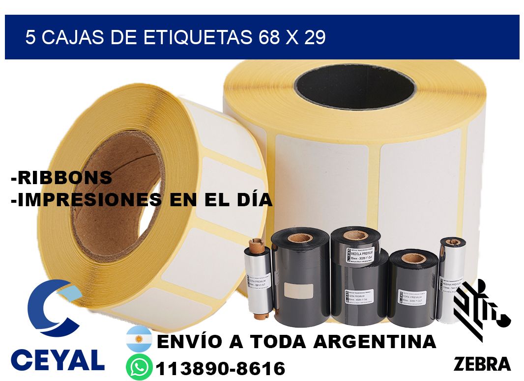 5 cajas de etiquetas 68 x 29