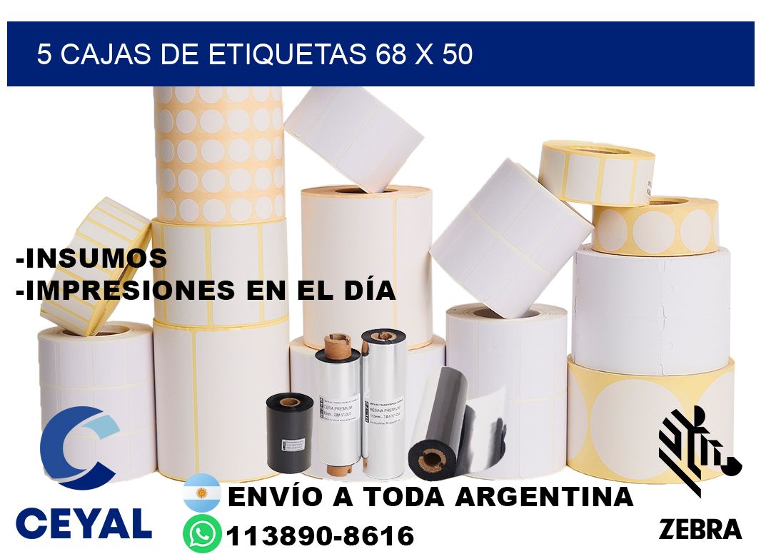 5 cajas de etiquetas 68 x 50