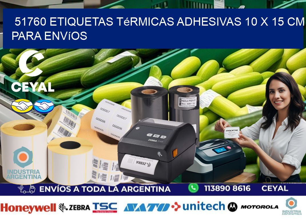 51760 Etiquetas Térmicas Adhesivas 10 x 15 cm para Envíos