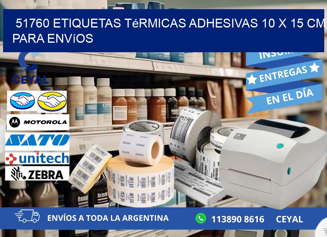 51760 Etiquetas Térmicas Adhesivas 10 x 15 cm para Envíos